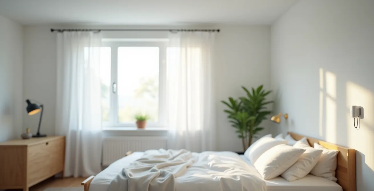 Capteur radar discret installé au plafond d'une chambre de personne âgée