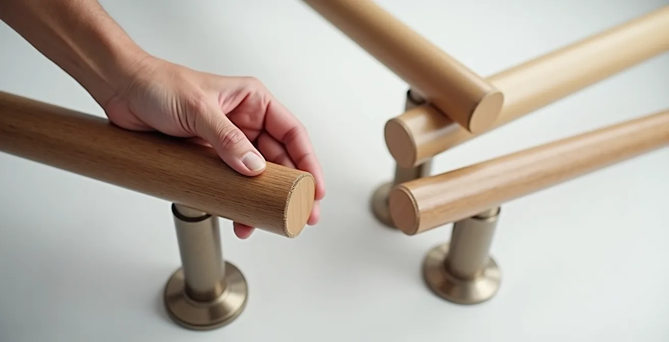 Comparaison visuelle de différentes formes de mains courantes avec focus sur les mains