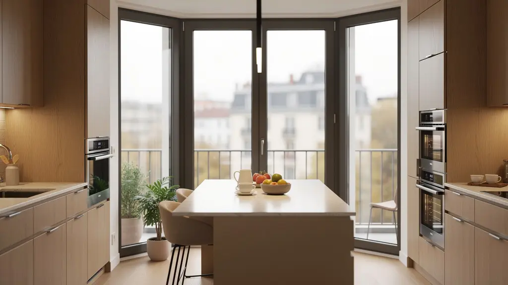 Appartement moderne en résidence senior à Lille avec cuisine équipée et baie vitrée